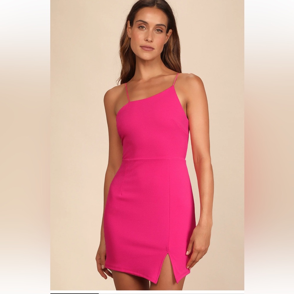NWOT Lulus Pink Asymmetrical Dress